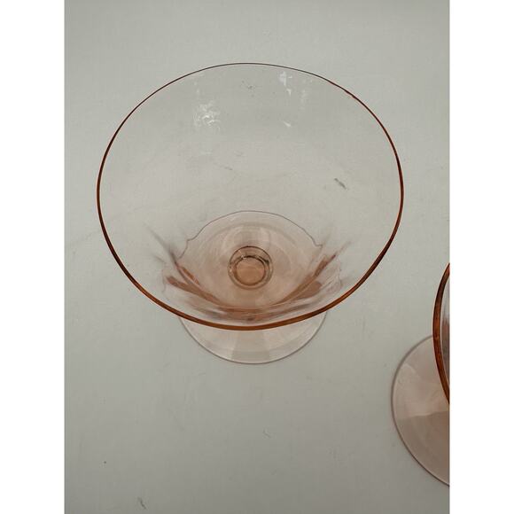 Vintage Tiffin Pink Depression Glass Oyster Fruit Cocktail Glasses Set of 2 1930 - Picture 5 of 8